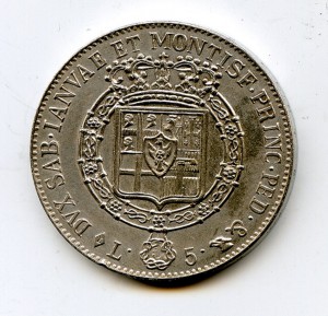 Итальянские государства. SARDINIA. 5 ЛИР. 1820 год.