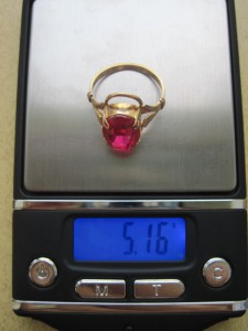 Кольцо с рубином 583