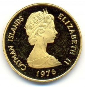 Каймановы острова 100 долларов 1976 года. Золото.