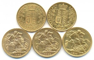 Соверены ранние в состоянии 5 штук.