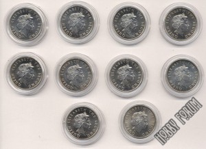 Набор (10 штук) цветных монет