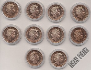 Набор (10 штук) цветных монет