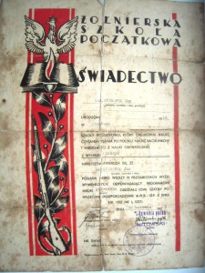 Польская грамота об окончании военных курсов в 1938г.