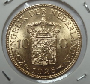 Золото Нидерланды 10 Гульденов 1926 год