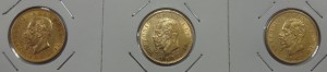 Золото 20 лир Италия 3 шт 1862,63,73 года
