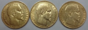 Золото 20 франков Наполеон III  3 шт.