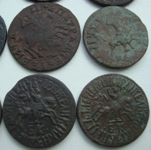 Кошель Петровских копеек.