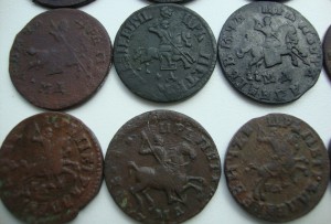 Кошель Петровских копеек.