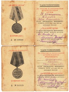 Документы Будапешт,Вена,Германия,приказ ВГ,кн.красн.+на юб.