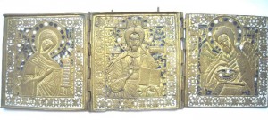 Складень большой, 3х створчатый с эмалями.