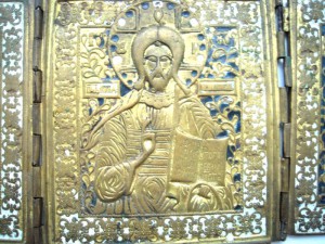 Складень большой, 3х створчатый с эмалями.