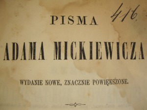 PISMA ADAMA MICKIEWIGZA. WARSZAWA 1858