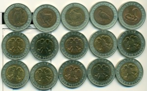 Красная книга полный набор 15 монет биметалл