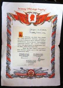 Благодарственное письмо и благодарности Верховного Главкома.