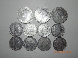 Италия. 11 монет . 1939-1942
