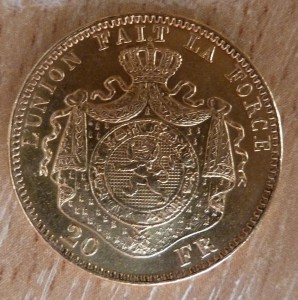 Бельгия, золото, 20 франков