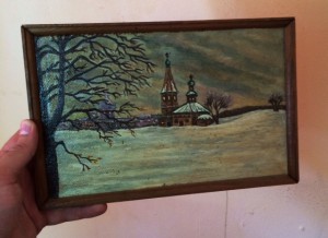 Очень много картин(этюдов). Храмы, берега, пейзажи, церкви..