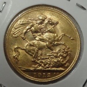 Золото Соверен Георг V 1912 год