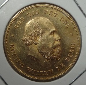 Золото 10 гульденов Нидерланды 1875 год