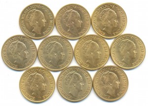 Нидерланды 10 гульденов 1920-30 гг. 10 шт.