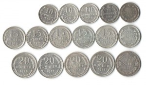 Немного неплохого серебра СССР 10,15,20 копеек 1922-1930
