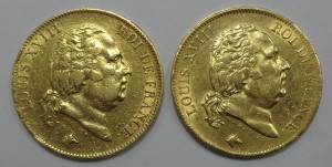 Золото 40 франков Луи 18 - 2 шт 1818 г.