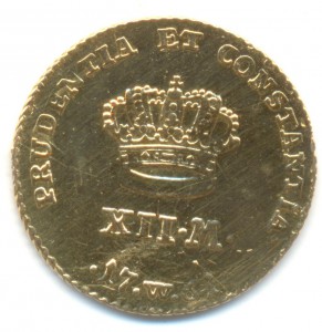 Дания 1 дукат (12 марок) 1761 года, золото.
