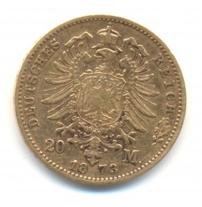 Вюртемберг 20 марок 1873 года.