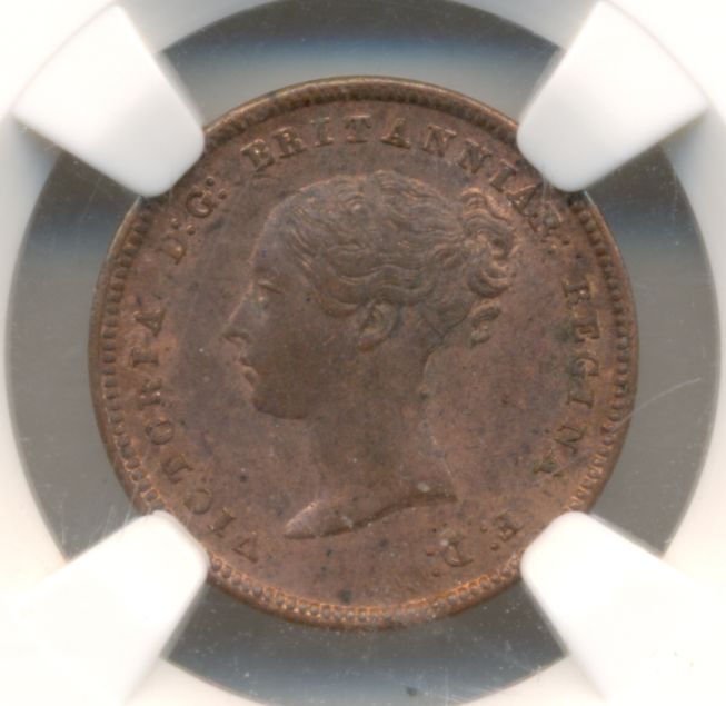 Великобритания: половина фартинга 1844-го в слабе NGC.