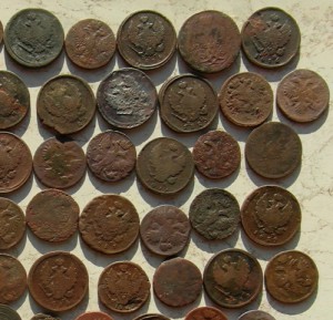 100 медных копаных монет № 2