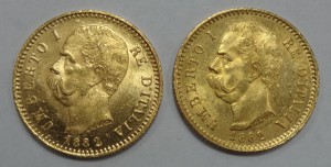 Золото  20 лир Италия Умберто 2 шт.