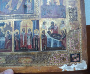 Икона Двунадесятые Праздники. Живопись. На серебре