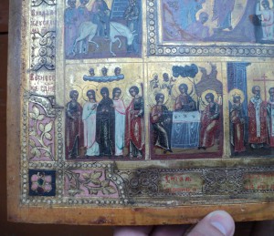 Икона Двунадесятые Праздники. Живопись. На серебре