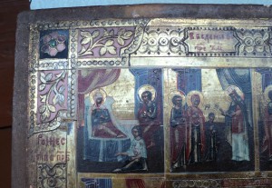 Икона Двунадесятые Праздники. Живопись. На серебре
