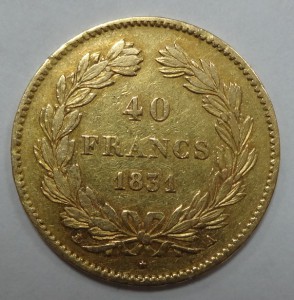 Золото 40 франков Луи Филипп 1831 год