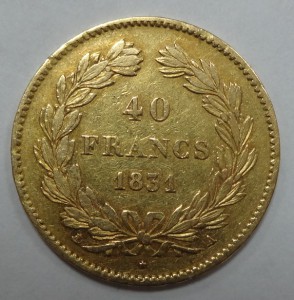 Золото 40 франков Луи Филипп 1831 год