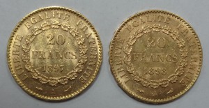Золото 20 франков Ангел 2 шт.
