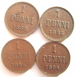 Монеты 1 пенни Александра 3.