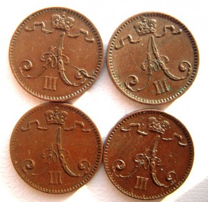 Монеты 1 пенни Александра 3.
