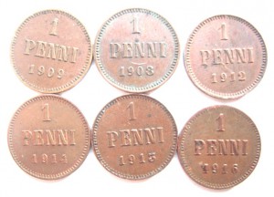 Монеты 1 пени Николая 2.