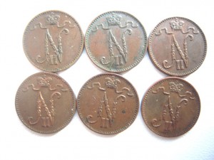 Монеты 1 пени Николая 2.