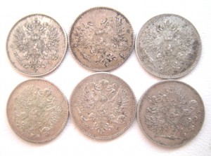 Монеты 25 пенни,серебро,Николая 2.