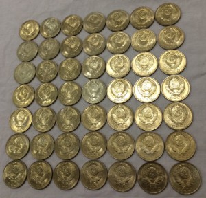 50 копеек 1990г. 100 штук!!! Мешковые!!! Штемпельный блеск!!