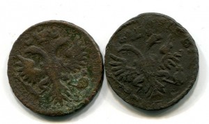 две денги 1731 (перечекан и одна черта)