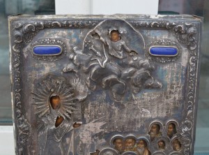 Икона Богородицы "Боголюбская" Серебро 84, финифть.