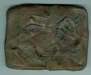 Портсигар с Аэропланом , медь , старенький