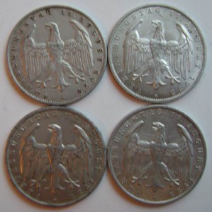 3 марки 1922 Веймар 4 шт