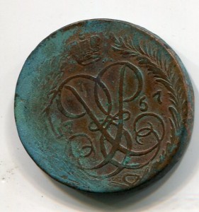 2 копейки 1757 . гуртовая надпись.