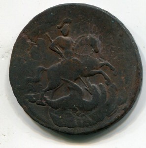 2 копейки 1758.Перечекан в облочной копейки.