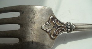 Столовая ложка, вилка. Серебро.